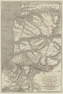 連合国軍の前進を示すアルマ川とバラクラ川の間の国の地図